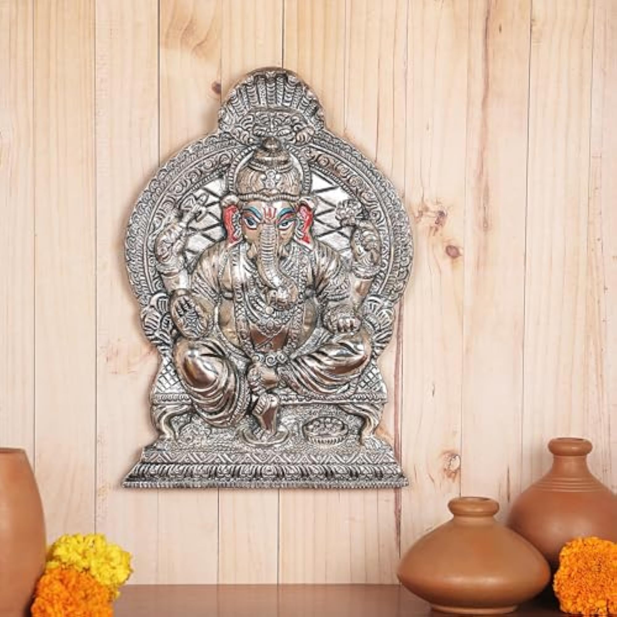 Aluminium Hand Painted Idol Mask for Wall Decor & Gifting