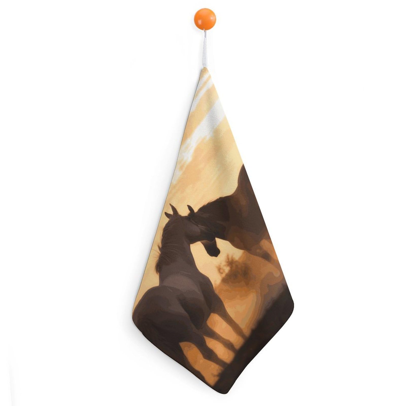 VstaDank Horses in Love Washcloth with Hanging Loop Quick Dry Microfiber Hand Towel Highly Absorbent Wash Cloth Reusable Makeup Remover Cloth Soft Feel Fingertip Towel for Bathroom