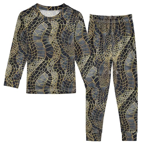 ALAZA Snake Skin Print Gold Pajama Set Pijamas Para Nios Long Sleeve Sleeper 8Y