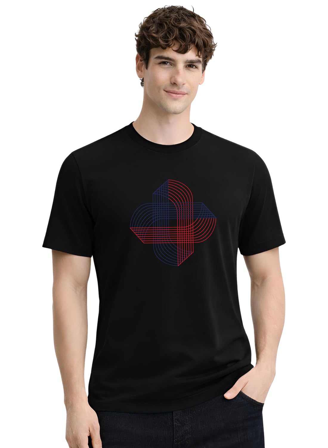 Printed T-Shirt for Men | Cross Matrix Cotton Printed Tshirt | Regular Fit Casual T-Shirts | Summer Tshirts-image-24