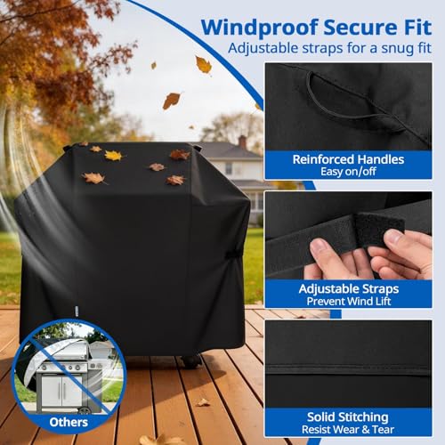 SunPatio BBQ Grill Cover 52 Inch, Outdoor Durable Waterproof Gas Barbecue Cover, Compatible for Weber Spirit 200 and 300 Series, Charbroil and Kenmore Grills, Compared to Weber 7106, 52" x 26" x 43"H by SunPatio - Image 5