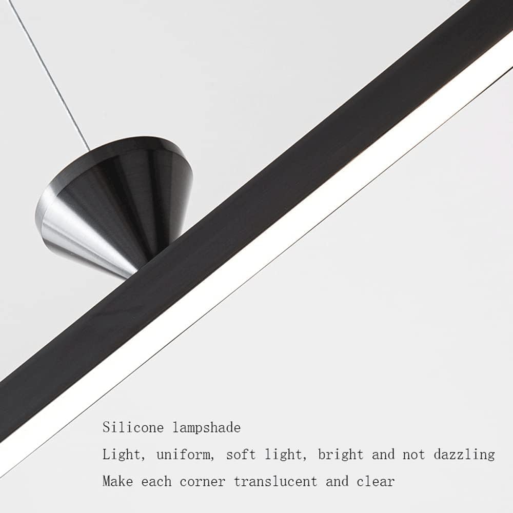 Luxury All-Copper Linear Chandelier Minimalist Dining Table Lamp LED Dimmable Strip Pendent Lamp Bar Studio Decoration Ceiling Hanging Light