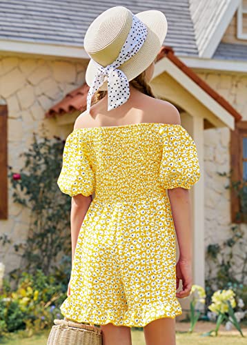 Teurkia Girls Summer Rompers Off Shoulder Floral Print Casual Beach Short Jumpsuits #TOP3