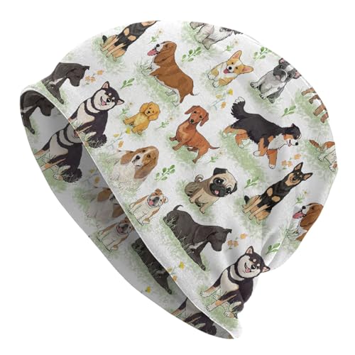Majoug Dog Pattern Chemo Beanie for Women - Soft Knitted