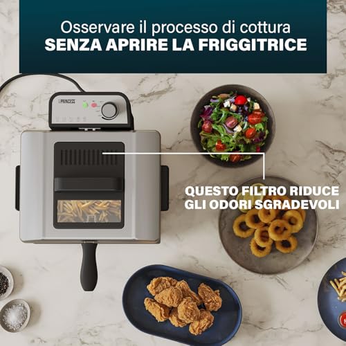 Princess Friggitrice, Capacità 5 Litri, 3270 W, Tecnologia Zona Fredda, Finestra Di Visualizzazione, Acciaio Inox, Doppio Termostato, Facile Da Pulire, Parti Rimovibili, 01.184090.01.001 - 4