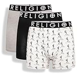 Religion - Paquete de 3 calzoncillos boxer de algodón para hombre – Ropa interior transpirable, suave y sin etiqueta, con cintura elástica – Tallas S a XXL, XL