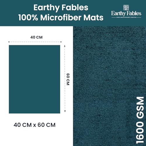 Image of Earthy Fables Soft Microfiber Rectangular Bath Mat - Loop Pile,Quick Dry,Anti-Skid,Water Absorbent,Non-Slip,Machine Washable Floor Rug,Shower Mat,Door Mat for Bathroom,Bedroom,60x40 cm - Navy Blue