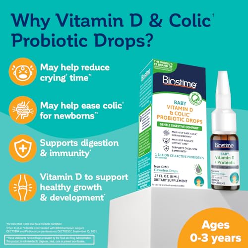 image for Biostime Baby Vitamin D & Colic Probiotic Drops for Newborns to 3 Year