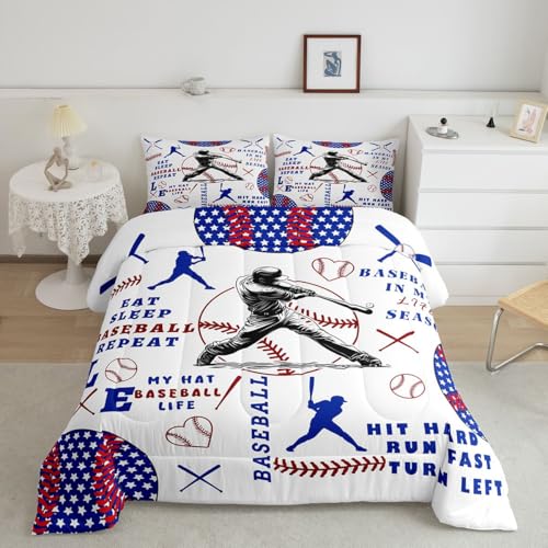 Image of Feelyou Personalized Baseball Comforter Set Bedding Queen Size for Kids