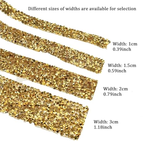 Rouleau de rubans en strass cristal diamant scintillant or 10m