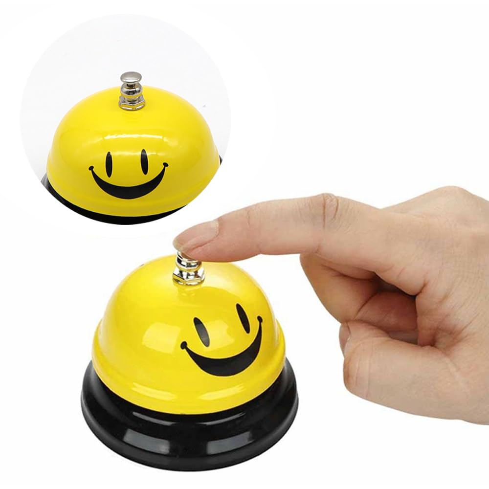 2 Piezas Timbre de Recepción de Metal Timbre de Mesa para Restaurante Campana de Llamadas de Servicio Usado para Restaurante,Hotel,Cocina,Escuela,Recepción(Amarillo)