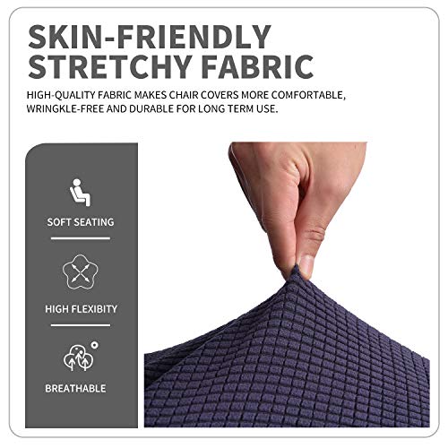 Deisy Dee Stretch Xl/Oversized Soft Spandex Extra Large Dining Room Chair Covers For Kitchen Dining，Removable Washable Chair Protectors Slipcovers (Navy, 2) #TOP5