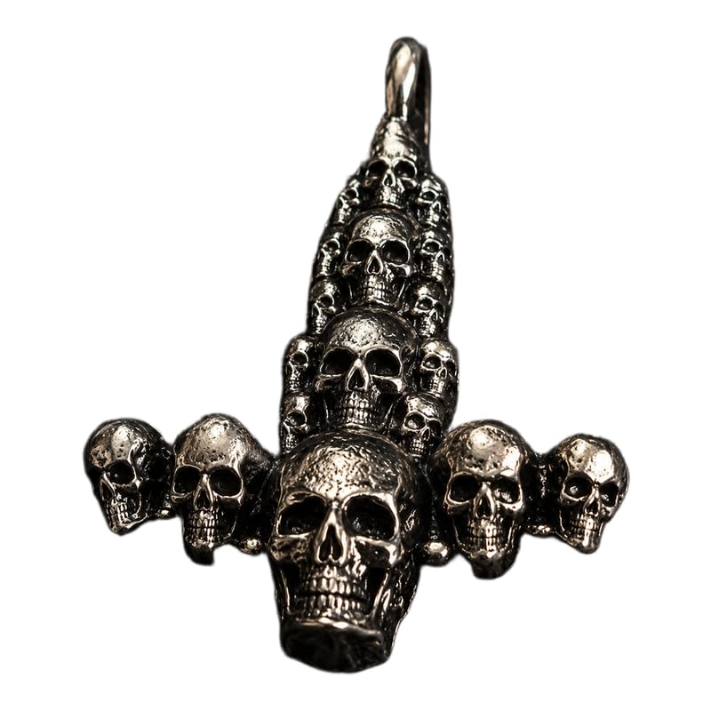 Stainless Steel Multi Skull Cross Pendant Charm, Gothic Skull Cross Pendant, Punk Biker Rock Jewelry, Antique Silver Tone Statement 55x37 mm. RR_CSP_0083-image-8