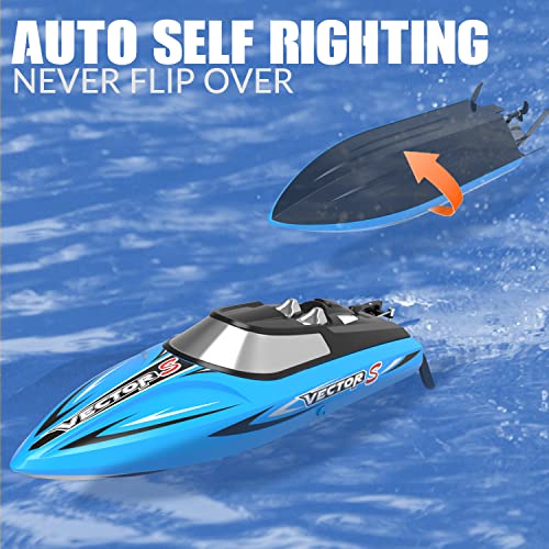 Volantexrc Brushless Rc Boats For Adults, 30+Mph 17.7" High Speed Remote Control Boat With Rechargeable Battery For Lakes, 2.4 Ghz Fast Rc Boat For Adults (Blue) #TOP2