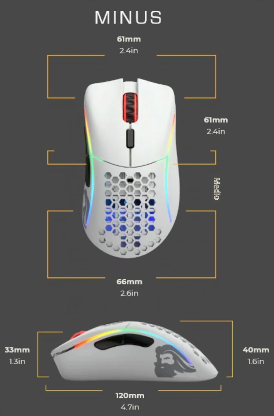 GLORIOUS Gaming Model D- (Piccolo) Wireless Mouse da gaming senza fili - Superleggero 67 g, design a nido d'ape, RGB, ergonomico, wireless 2,4 GHz senza lag, fino a 71 ore di batteria - Bianco opaco