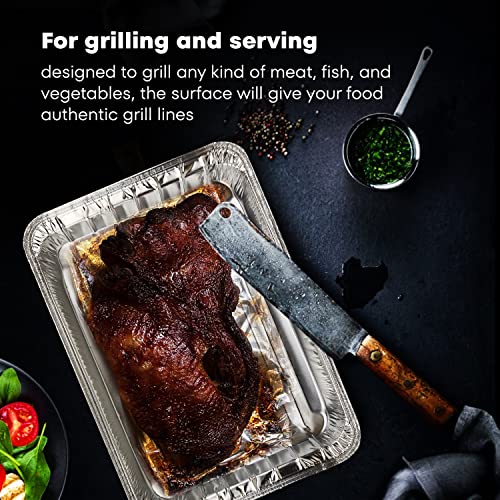 Dcs Deals Pack Of 25 Disposable Aluminum Broiler Pans – Good For Bbq, Grill Trays – Multi-Pack Of Durable Aluminum Sheet Pans – Ribbed Bottom Surface - 13.40" X 9" X 0.85" #TOP2