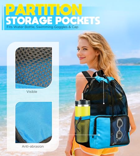 Mesh Swim Bag Drawstring Backpack bags for Swimmers Equipment Summer Essentials Mens and Women Beach Backpack - Image 3