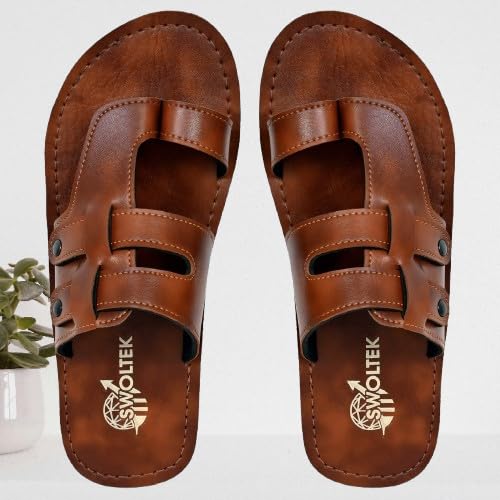 Image of Stylish Flip Flops and Slippers for Men | Comfortable & Lightweight Rubber Chappals Anti-Skid, Durable, Casual Footwear for Home & Outdoor Use (ALL-SWOLTEK-SL-96-SL-96-EPS-1221 PT)