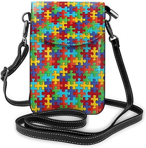 alemon Borsa per cellulare Piccola tracolla colorata Pezzi di puzzle Borse a portafoglio con tracolla regolabile da donna