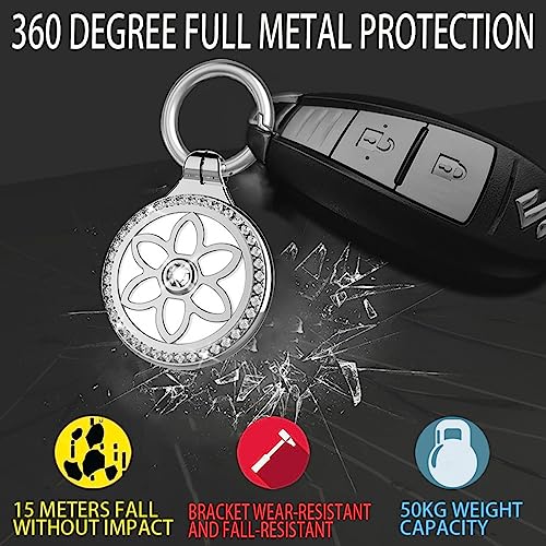 AirTag Halter Sleeve Schlüsselanhänger Tracker Hülle Abzeichen Tasche für Kinder Jungen Frauen (1 Halskette Silber)
