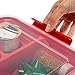 Simplify 5 Compartment Gift Supply Storage Box | 2 Tier Box | Red | Clear Top Lid | Dimensions: 9.5