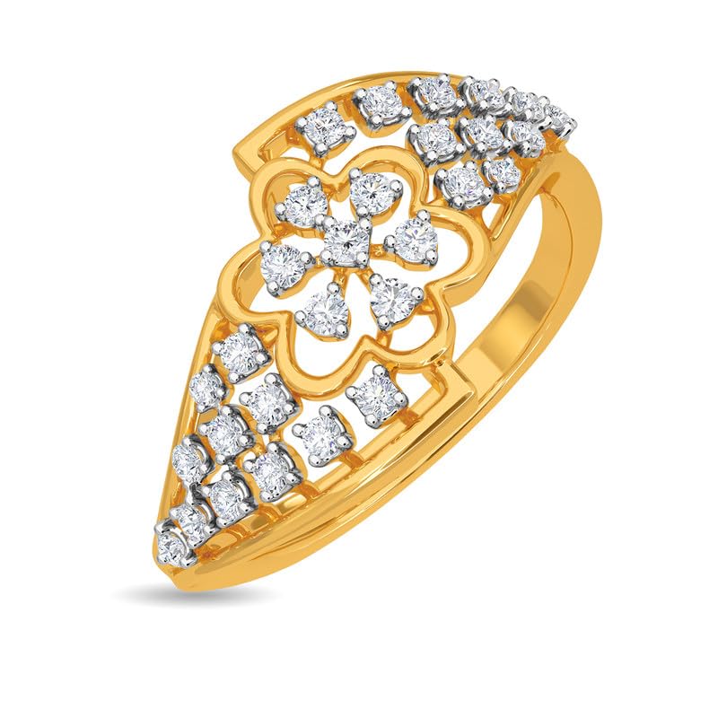 Image of KISNA 14k / 18k Real Gold & Diamond Ring | Diwali, Rakhi Rakshabandhan Gift for Sister /Bhabhi /Women | With Certificate of Authenticity & BIS-Hallmarked Gold Jewellery | Elsie Ring