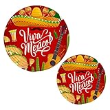Kigai Cinco De Mayo Pattern Table Trivets for Hot Dishes Round Trivet Mat 2PCS Kitchen Potholders He
