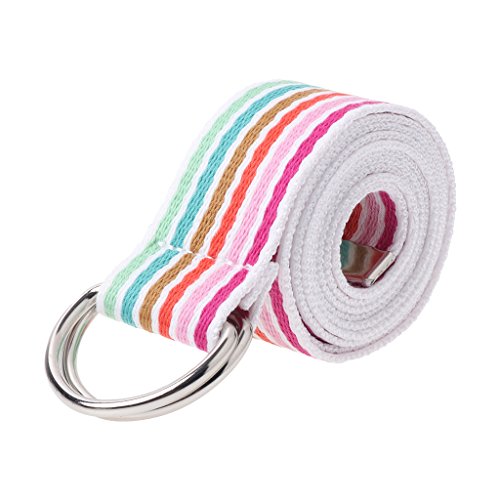 Junlinto Ceinture Boucle en métal Double Anneaux Sangle de toile en nylon décontracté Mode Taille, Nylon, 4, 3.8*130cm Cover