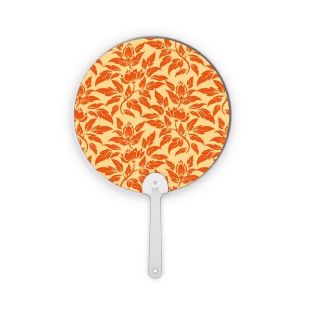 Éventail décoratif classique floral rond en plastique orange style rétro