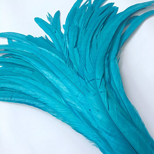Shekyeon 30–35 cm Queue de coq plumes à utiliser pour chapeaux Costume Décoration Lot de 50 Turquoise – vue 2