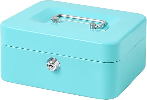 Miniatura 10 de Jssmst - Caja de dinero pequeña con bandeja caja con bloqueo Negro L