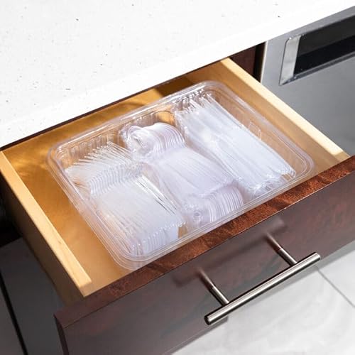 240 Count Disposable Cutlery Set - Heavy Duty Premium Clear Plastic Flatware - 100 Forks, 100 Teaspoons, & 40 Knives - Durable Silverware for Party Wedding Picnic Dinner Daily Use - Thumbnail 3