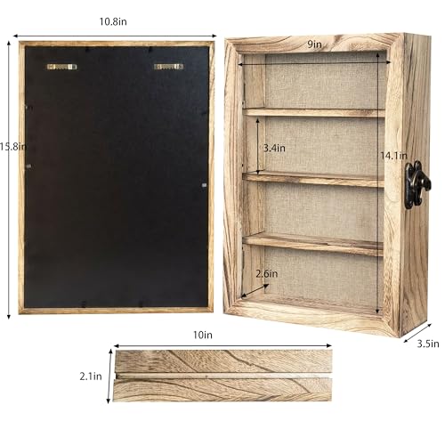 Image of Original Wood 11x16 Large Shadow Box Frame Deep Shadow Box with Shelves Memorial Shadow Box Display Case with Linen Back for Handicrafts,Picture Frames,Medals, Coins,Pins Collection and More