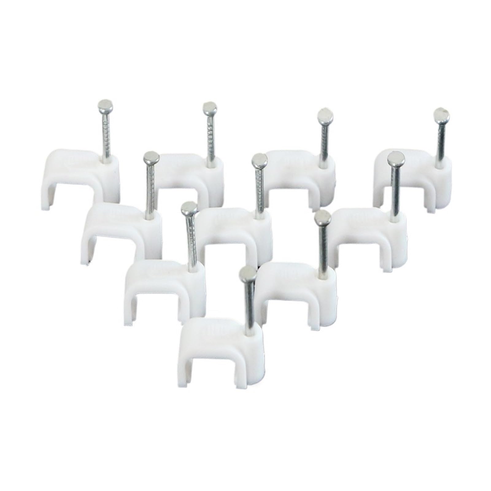 Ensdiepls 6Mm 100Pcs Cable Clips, Steel Nail Wire Clip 100Pcs 4-14Mm Flat Path Cable Clips Wire Clamp White(6Mm 100Pcs)