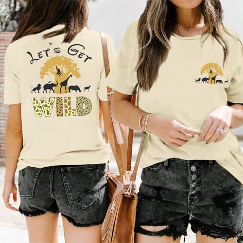 Animal Kingdom Shirt Zoo Magic Kingdom Shirts for Women Lets Get Wild Safari Vintage Graphic Tees Cute Vacation Tops2