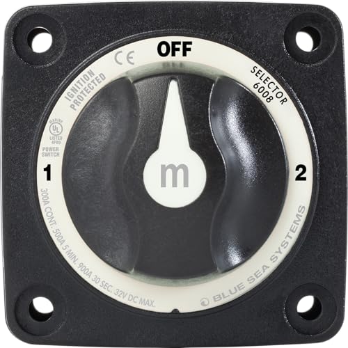 Image of Blue Sea Systems 3‑Position Mini Battery Switch, Black, 6008200 m‑Series