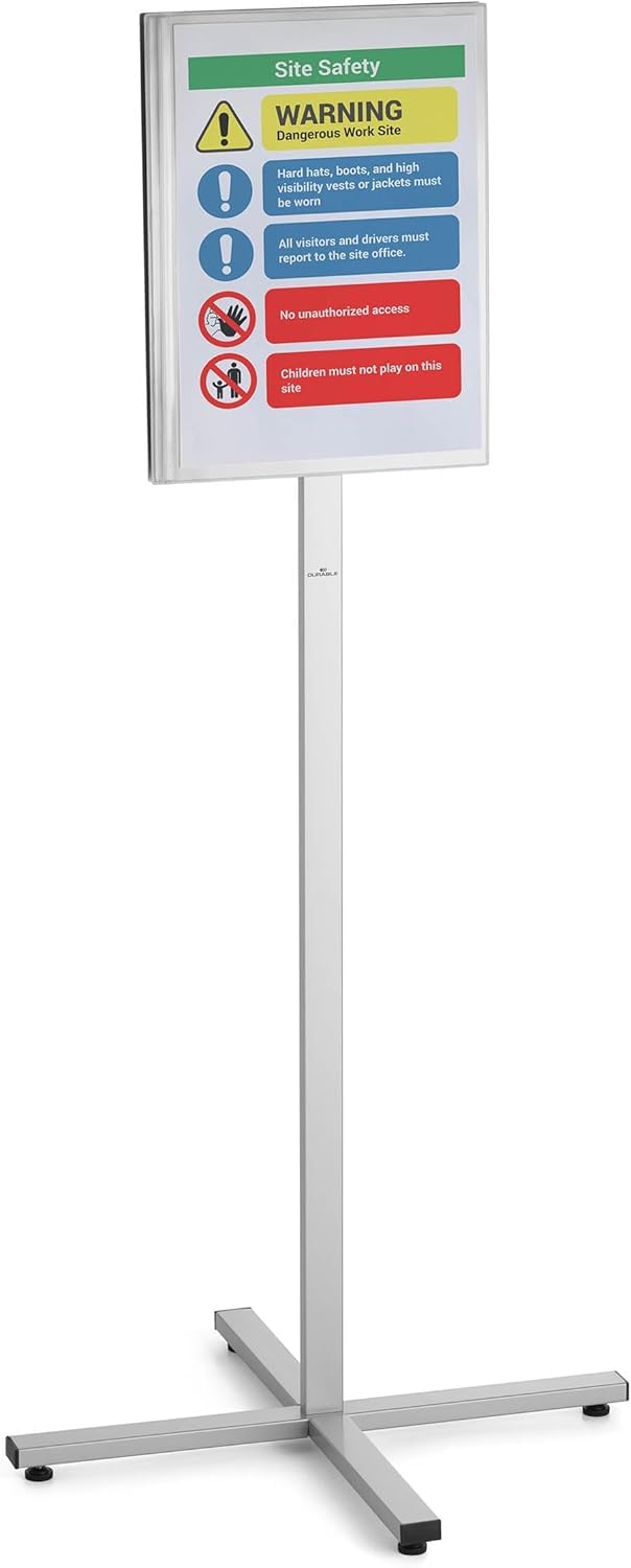 Durable INFO STAND OUTDOOR Stainless Steel Floor Sign - A3 Display