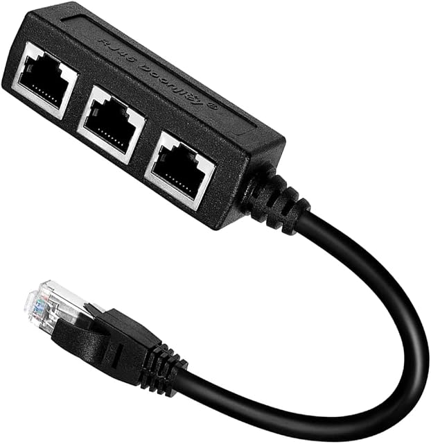 Gezezuee RJ45 Ethernet Cable Splitter Network Adapter, Ethernet 1 to 3 Adapter Suitable Super Cat5, Cat5e, Cat6, Cat7 LAN Socket Connector Splitter, Black