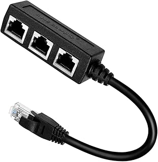 Gezezuee RJ45 Ethernet Cable Splitter Network Adapter, Ethernet 1 to 3 Adapter Suitable Super Cat5, Cat5e, Cat6, Cat7 LAN Socket Connector Splitter, Black