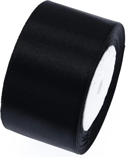 UORIBB Cinta de satén negra, 2 pulgadas de ancho, 25 yardas de tela, para envolver regalos, bodas, fiestas, cabello, manualidades, hacer lazos,