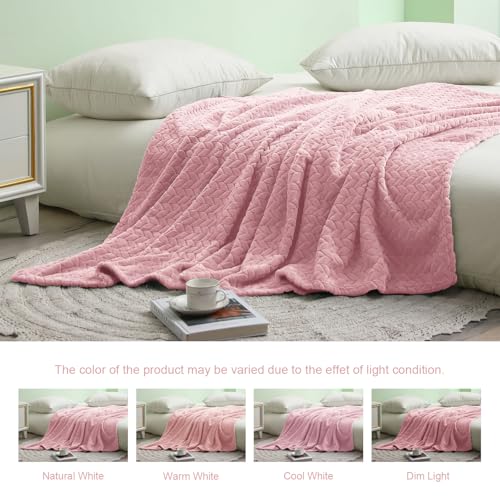 Image of Exclusivo Mezcla Fleece Blanket King Size for Bed, Pink Soft Plush Bed Blanket, Lightweight Flannel Throws for All Seasons, 90x104 Inches