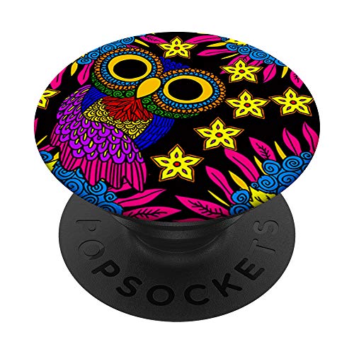 Mandala Plant Flower Owl Cute Animal Floral Bird Lover Gift PopSockets Supporto e Impugnatura per Smartphone e Tablet