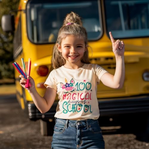 Image of 100 Days of School Shirt Girls and Kids Unicorn Heart Shirt
