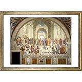 ポスター ラファエロ サンティ (アテナイの学堂) A3サイズ インテリア 壁紙用 絵画 アートポスター 金色フレーム