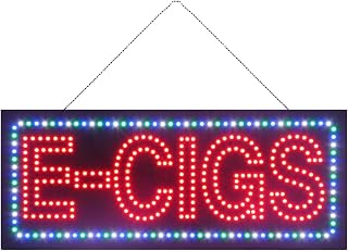 LED E-Cigs Sign for Smoke Store, 32"×13", High Bright Business Billboard, Animated Sign for Tobacco and Vape Shop, Features Multiple Light Modes, Ideal for Hanging in Store Windows