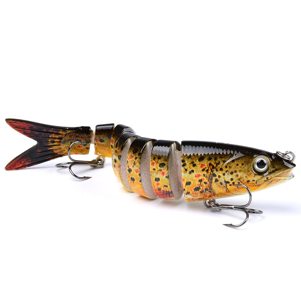 10 Stück Kunstköder, Multi Joint Wobbler Swimbait Jerkbait Barsch Köder Angelgerät zum Angeln Raubfisch mit 2 Drillingshaken, Gummifisch für Hecht Barsch Zander Angelköder (G 10PCS)