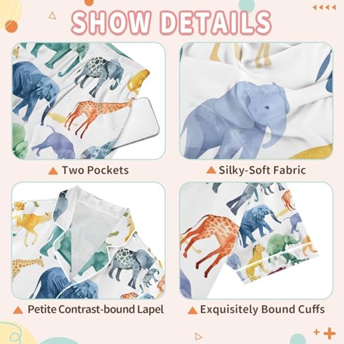 senya Animals Silhouettes Satin Summer Pajama Sets Silk Short Sleeve Button Down Sleepwear3