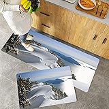 Küchenteppich Teppich Läufer Küchenläufer 2 Stück rutschfest,Winter, Pazifik trifft die Berge Vancouver British Columbia Kanada Wildnis Landschaft Deko, Waschbar für Flur Küche 40 x 100 cm+40 x 60 cm