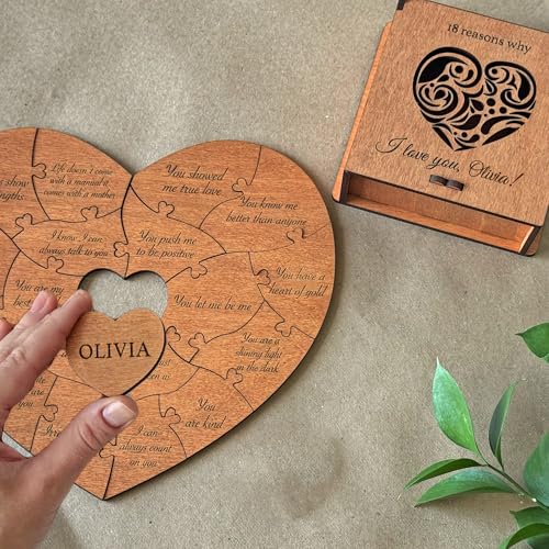 Custom Reasons Why I Love You Puzzle - 10,18,28 I Love You Reasons Couple Gift, Long Distance Relationship Gifts, Engraved Valentine Day Gift for Boyfriend Unique, Girlfriend Gift Wife Husband Bride