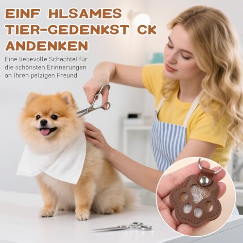 Yanlin 5 Stücke Schlüsselanhänger für Tierhaare, Tierhaare, Gedenkflasche, Schlüsselring Für Haustier Gedenk, Bezaubernde Pfotenabdruck-Schlüsselanhänger mit Druckknopf, für Hunde Katzen, Pfotenform
